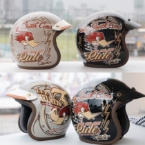 Taiwan Gallop Hawk Retro 3 4 Small Helmet Helmet Helmet Helmet Helmet Helmet Helmet Helmet Helmet Helmet Man and Women Season 4 Hand Painting Heygo Black Dog