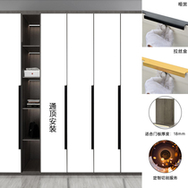 F-shaped through-top invisible handle Modern minimalist wardrobe door kitchen cabinet door drawer high-grade long black light luxury door handle