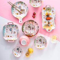 Especially good looking dish Daily style glazed ceramic suit Creative Home Bowl Tray Cute Cartoon Bowl tray