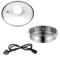 Home Dormitory Students Cook Noodles Small Electric Boiler Electric Cooking Pot Accessories Stainless Steel Steam Cage Glass Lid Power Cord