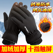 Gloves mens winter gush warm and waterproof riding motorcycle winter anti-chill touch screen Women Thickened Cotton Ski points
