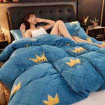 Winter Coral Suede Quilt Cover Single Winter Double Face Plush Milk Suede Flannel Dorm Room Single Double Quilt Cover Thickened