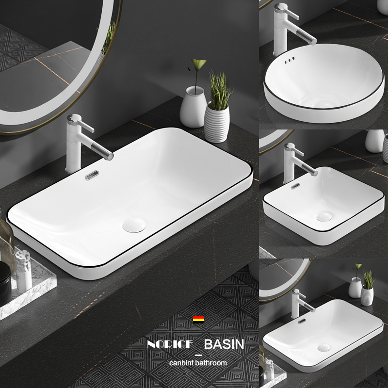 Semi-embedded Taichung basin toilet washbasin Single basin Small size Ceramic Washbasin Home Wash table Blackside-Taobao