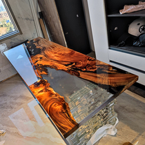 Epoxy Resin River Table Walnuts Wood Log Solid Wood Large Plate Table Tea Table White Poplar Tea Desk Brief desk