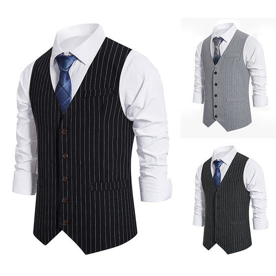 Men's business suit vest men's striped slim fit British fashion casual horse clip formal suit vest trendy
Men's business suit vest men's striped slim fit British fashion casual horse clip formal suit vest trendy