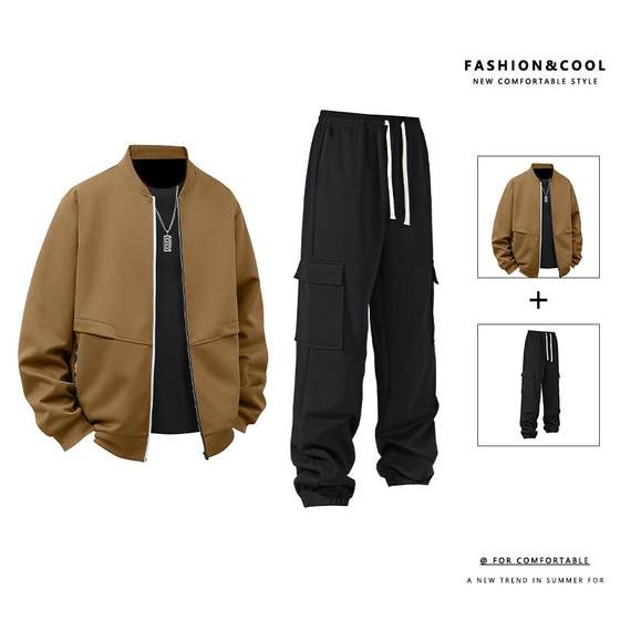 New spring and autumn men's suit sweatshirt two-piece American casual European-size stand collar
New spring and autumn men's suit sweatshirt two-piece American casual European-size stand collar