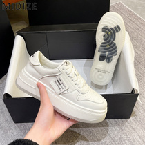 MIDIZE small white shoes womens leather shoes trendy ins womens 2022 new thick bottom heightened sports casual shoes