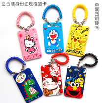Kindergarten pick up card sleeve anti-loss bus door Forbidden Card telescopic elastic rope spring Rope Meal Card Wrist Rope