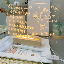 ins transparent luminous acrylic notepad desktop office erasable write computer side night light message board memo