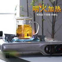 Flat glass can heat cup with tea resistant tea division tea leaves one person to drink tea cup high temperature red water