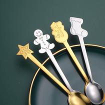 Golden Christmas pattern coffee spoon Christmas gift spoon Christmas gift spoon