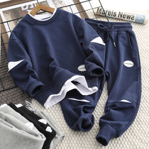 Boys' autumn suit 2022 new medium and large children's fake two-piece top boys' spring and autumn sportswear two-piece set