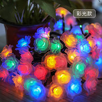 Solar Rose Flower Light String Outdoor Waterproof Garden Courtyard Fence Light String Balcony Terrace Decoration Ambience Light Belt