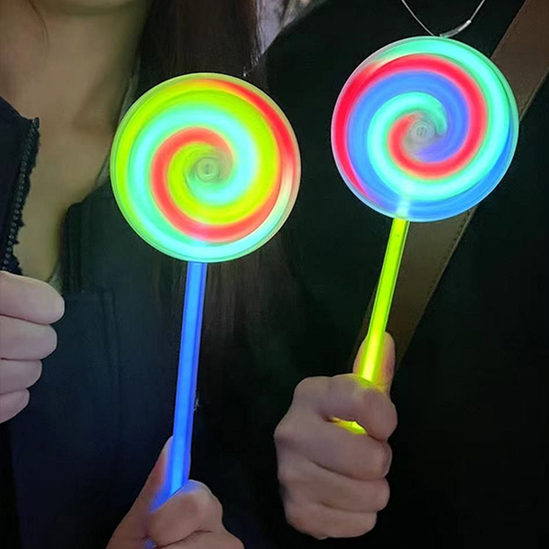 Fluorescent lollipop Candy Rotating Colored Stick Asymptomic Children's Hands Ring Kindergarten Graduation Seven Color Light Glowing Small Windmills-Taobao