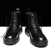 Yerkan Official Net High Help Martin Mens Boots Winter Mens Shoes Plus Suede Warm Cotton Shoes Inlen Wind Leather Shoes Tooling Short