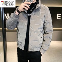 Woodpecker Down Jacket Mens Winter 21 New Lightweight Jacket White Duck Down Warm Stand Collar Jacket Simple Mens