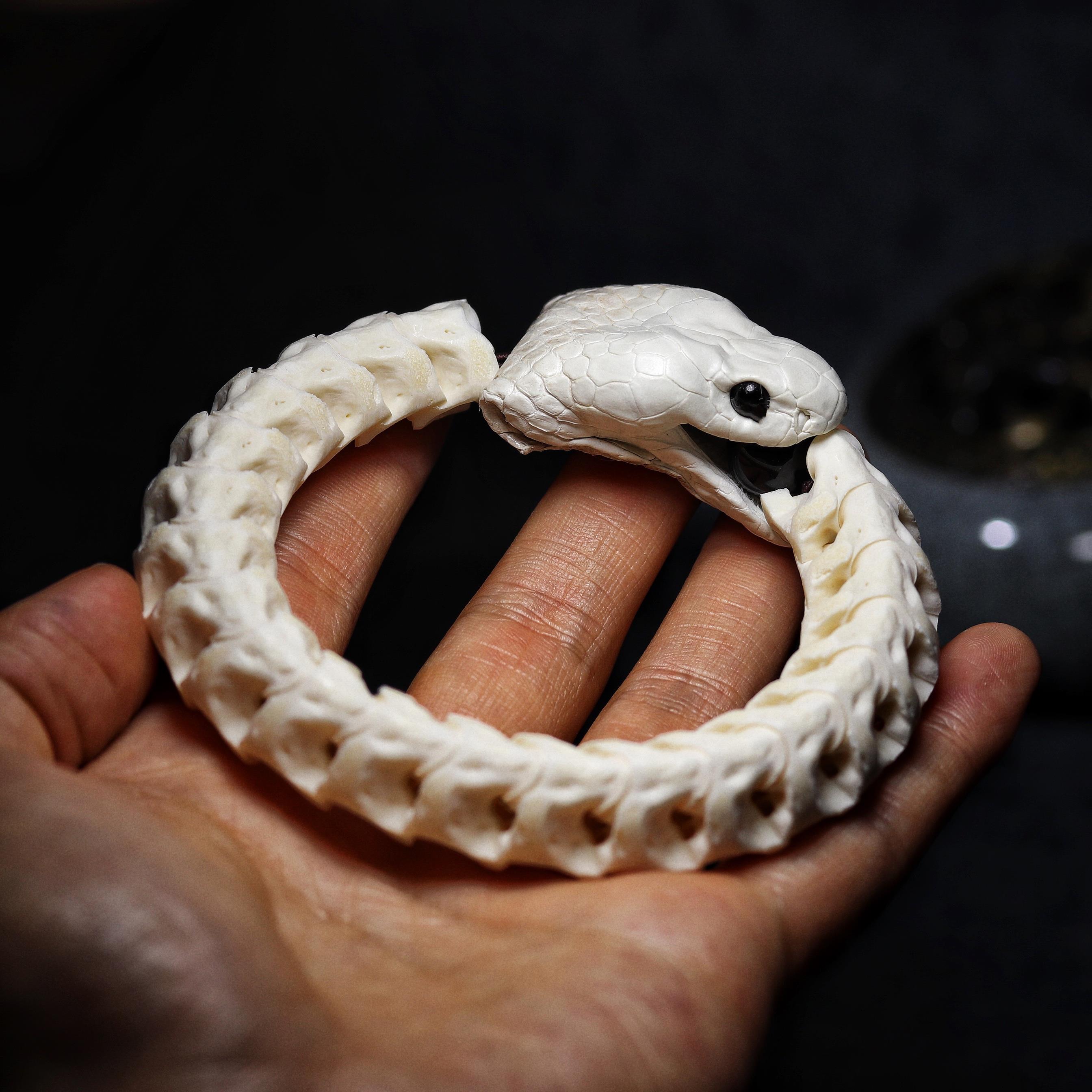 蛇骨手鎖文玩手串男流行飾民族風 蛇骨手串伸缩款手工天然文玩佛珠手饰高密度蛇骨饰品民族风设计