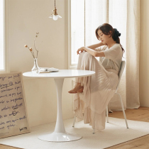 Wood Stom Tulip Round Table Minimalist Modern White Dining Table Home Small House Type Korean Medieval Table