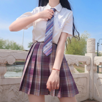 A ruler drawing hand original rabbit head embroidery double pocket JK versatile TR fabric student uniform short sleeve shirt