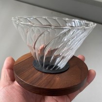 Coffee Filter Cup Glass Spiral Grain Coffee Funnel 4 People Black Walnuts Wood Tostable Silicone Coffee Filter