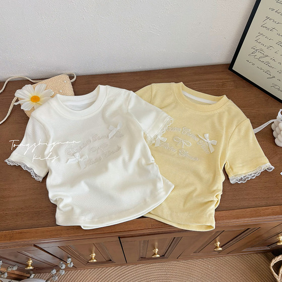 Korean style fashion baby girl two-color bow embroidered letters short-sleeved summer versatile girls shirt casual Ouruo
Korean style fashion baby girl two-color bow embroidered letters short-sleeved summer versatile girls shirt casual Ouruo