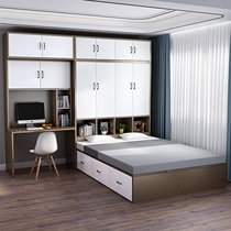 Wardrobe Bed Integrated Small Family type Multi-functional Childrens bed with cabinet desk Tatami Bed and Provincial Space Combined Bed