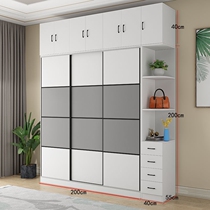 Wardrobe Solid Wood Pushing Ramen Two Doors Minimalist Modern Home Moving Doors Three Doors Eurostyle Overall Closet Bedroom Eco plate