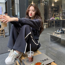 Foreign Air Sports Suit Women Spring Autumn Loose and Lean Han Edition Students Running Necropolis Wear and Fashion Casual two sets