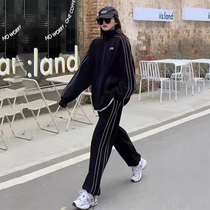 Online Red Fried Street Sports Suit Women Spring Autumn Students Loose THIN KOREAN VERSION FASHION CASUAL TWO SETS RUNNING REFLECTIVE