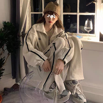 Foreign air sports suit womens spring and autumn loose and thin Korean version Student Methodist Red Fashion casual Two sets for running