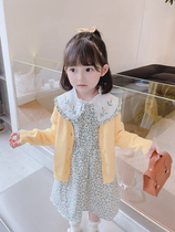 Girls Autumn Dress Package Yellow Spring and Autumn Knitting Costume Girls New Childrens Crush Dress Two Pieces