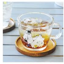Korean cute mmin glass creative moonin home juice cup transparent flower teacup milk cup oat cup a