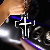 Cross in car pendant 2021 mesh red bursting with crystal cross car rear-view mirror pendant in car