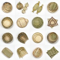 Pure handmade woven bamboo woven articles Dustpan Tray tray Bamboo Basket Mounted Snack Basket set Mini fruit basket
