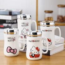 500ml porcelain e cup with cover with spoon office female Mark cup hl pottery subkitty cute coffee
