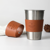 In leather cup glass cup cup coffee cup with hand cup insulation anti-hot cup protective cover