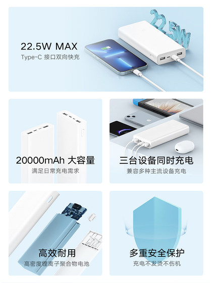 Xiaomi Power Bank 20000 MAH 22.5W 양방향 고속 충전 대기업 모바일 전원 공급 대기 Xiaomi Power Bank 20000 MAH 22.5W 양방향 고속 충전 대기업 모바일 전원 공급 대기
