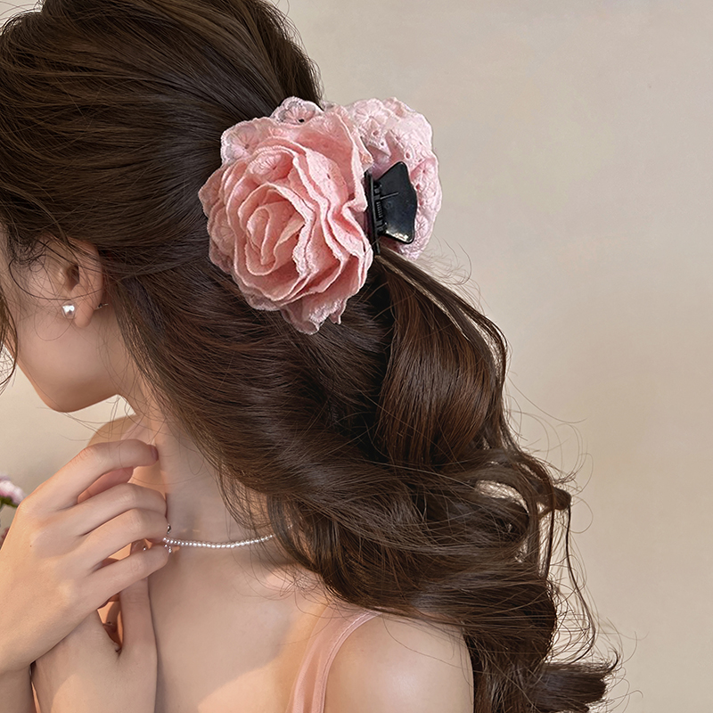 Ins Style Rose Flower Hair Clip Female 2024 New Spring and Summer Flower Hairpin Shark Clip