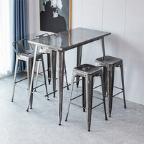 Industrial style wrought iron bar chair modern minimalist bar stool wrought iron solid wood cashier backrest high feet