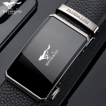 Seven wolves mens belts genuine leather damp young people 2021 new upscale brands Automatic buttoning pants with mens soil