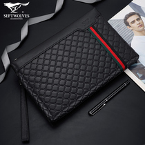 Seven Wolves Mens Hands Bag Genuine Leather Tide Sign 2021 New Large Capacity Light Lavish Calf Leather Long Wallet