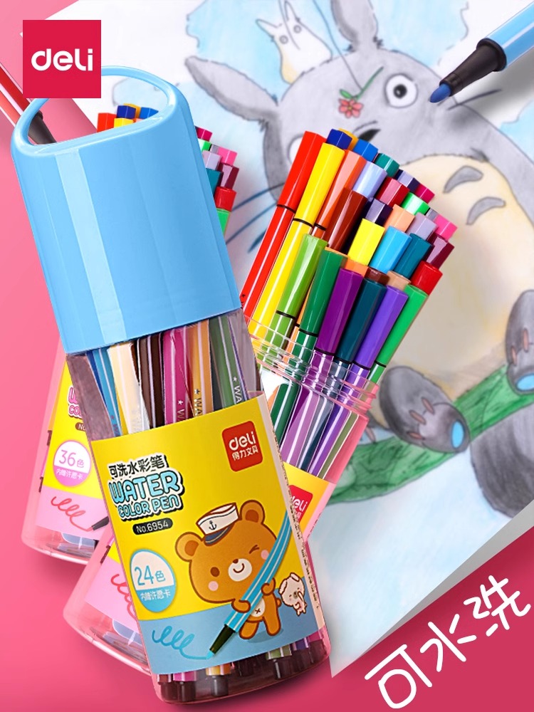 Able Water Color Pen 24 Color Washable Kindergarten Baby Elementary Students Drawing Pen Children Non Toxic Colored Pen Drawing Tools Suit Special 12 Color 36 Color 48 Color Washable Painted Color Pen 1730-Tao