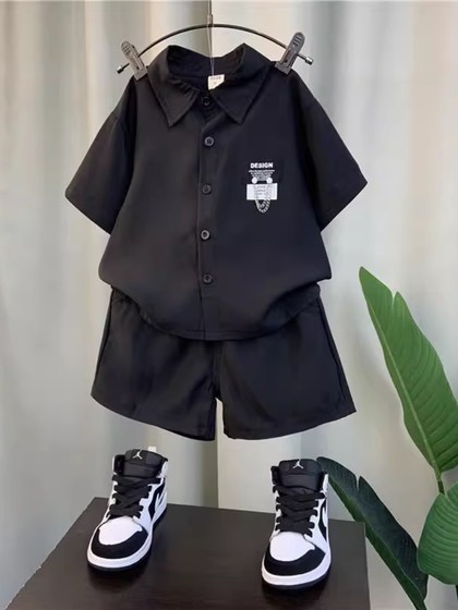 소년 여름 정장 2025 New Style Bao Parent-Child Jiabao 여름 세련된 옷 트렌디 한 어린 소년 어린이 시원한 단락 소년 여름 정장 2025 New Style Bao Parent-Child Jiabao 여름 세련된 옷 트렌디 한 어린 소년 어린이 시원한 단락