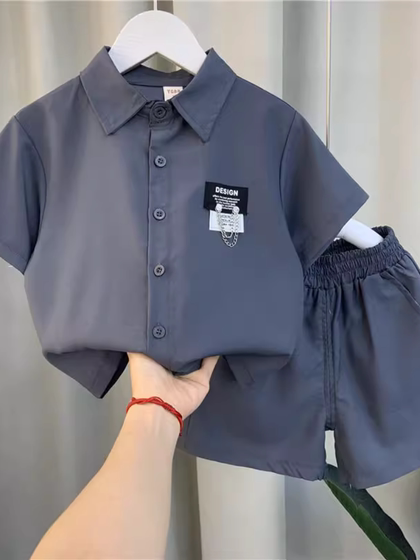 소년 여름 정장 2025 New Style Bao Parent-Child Jiabao 여름 세련된 옷 트렌디 한 어린 소년 어린이 시원한 단락 소년 여름 정장 2025 New Style Bao Parent-Child Jiabao 여름 세련된 옷 트렌디 한 어린 소년 어린이 시원한 단락