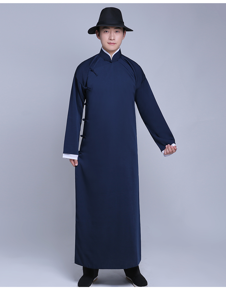 中式长袍民国长衫男评书相声大褂风长袍马褂伴郎服装演出服