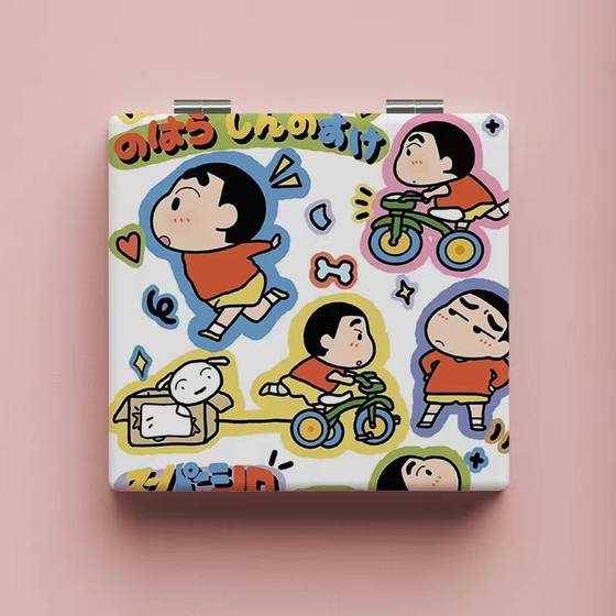 INS 스타일 Crayon Shin-Shiba Mirror 한국 스타일 학생 메이크업 미러 휴대용 접이식 거울 방지 양면 거울 INS 스타일 Crayon Shin-Shiba Mirror 한국 스타일 학생 메이크업 미러 휴대용 접이식 거울 방지 양면 거울