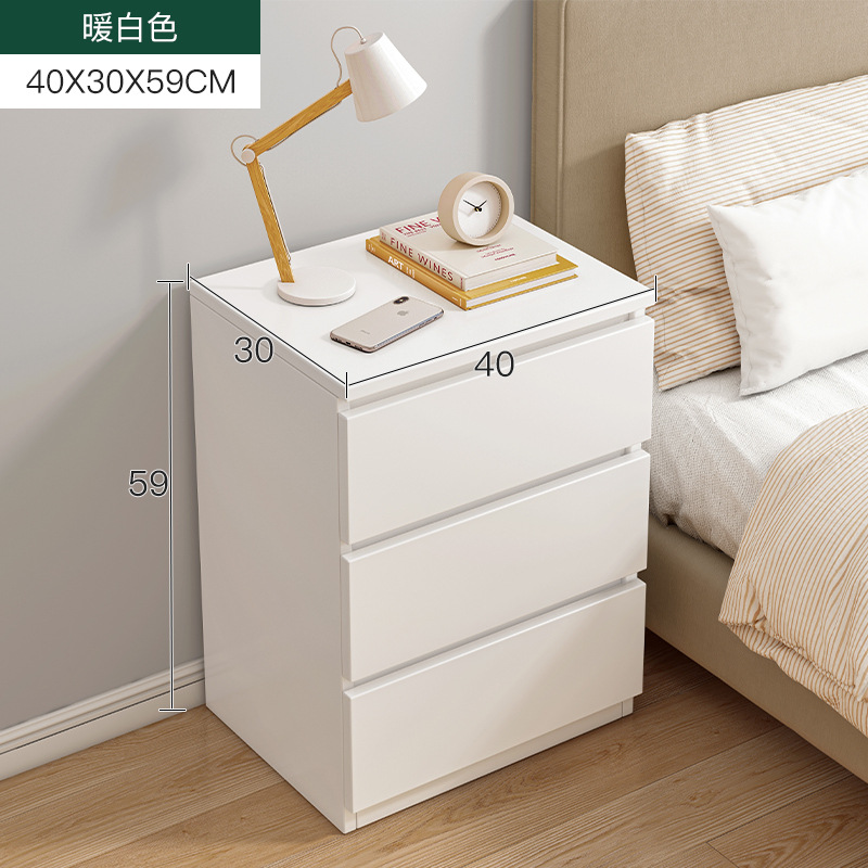 Bedside Cabinet Simple Modern Home Children's Bedroom Small Bedhead Storage Rack Storage Cabinet with Lock Cabinet Storage Cabinet (1627207:20477051271:color classification:Three draws warm white 40)