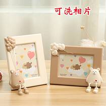 Photo printing photograph frame cute cartoon stand with printed couple diy Memorial Mini-white tables in wind