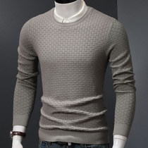 Round neckline sweater for mens autumn clothes mens autumn and winter long sleeves needlework jersey undershirt sweatshirt boarder