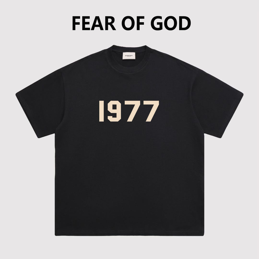 FEAR OF GOD double line ESSENTIALS short sleeve 1977 high street loose FOG men and women couple round neck T-shirt